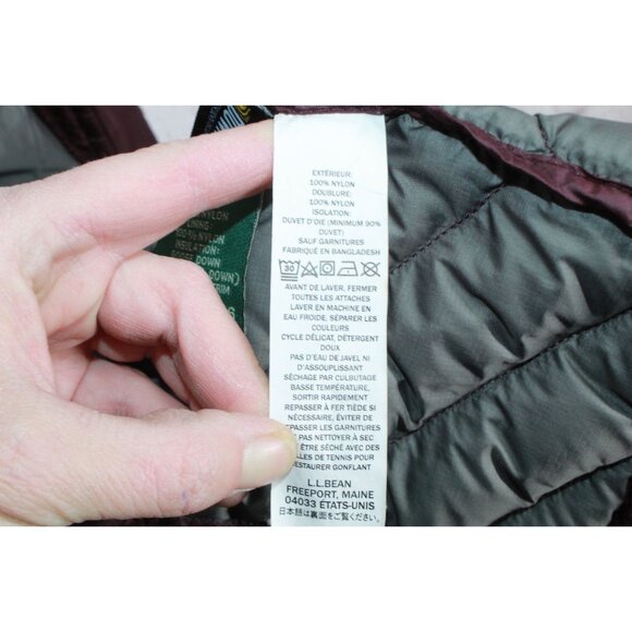 LL Bean Ultralight 850 Down Coat Long Dark Plum Size XS - Picture 10 of 12